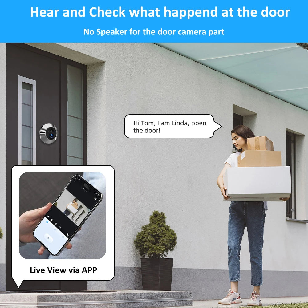 🔒Security - Tuya Smart 3MP WiFi Peephole Video Door Camera 📹 4.3" HD Display | 🌙 Night Vision | 🎤 One-way Audio | 🔐 Home Security