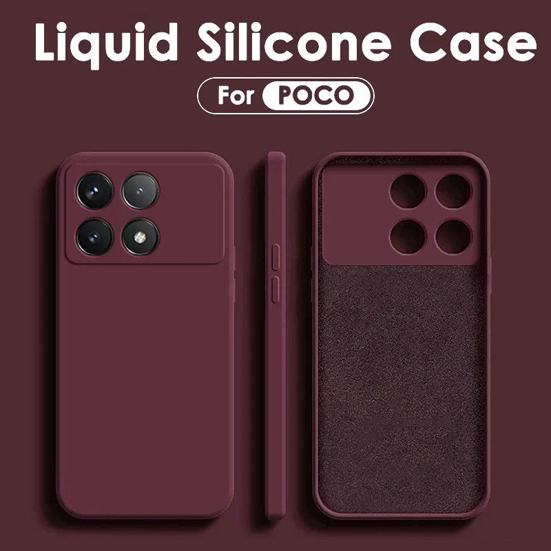 📱 Luxury Liquid Silicone Soft Case for Poco X6 / X6 Pro 5G – Shockproof Back Cover for Xiaomi Poco X6 Series