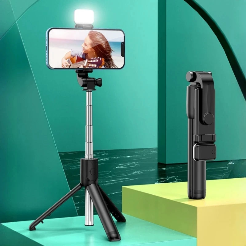 FGCLSY Bluetooth Selfie Stick with Remote Shutter & Fill Light – Mini Tripod Phone Holder for iPhone, Samsung, Xiaomi, and Android Devices