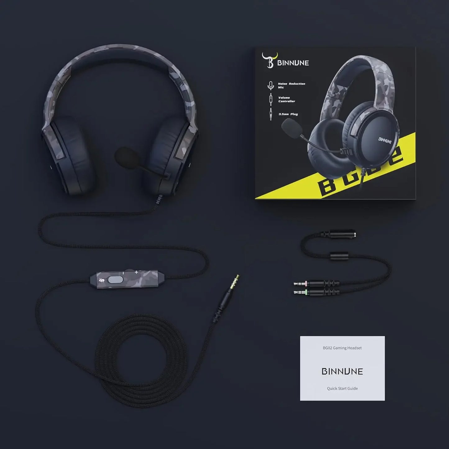 🎧 BINNUNE Wired Over-Ear Gaming Headset with Microphone for PC, PS5, PS4, Xbox One & Switch