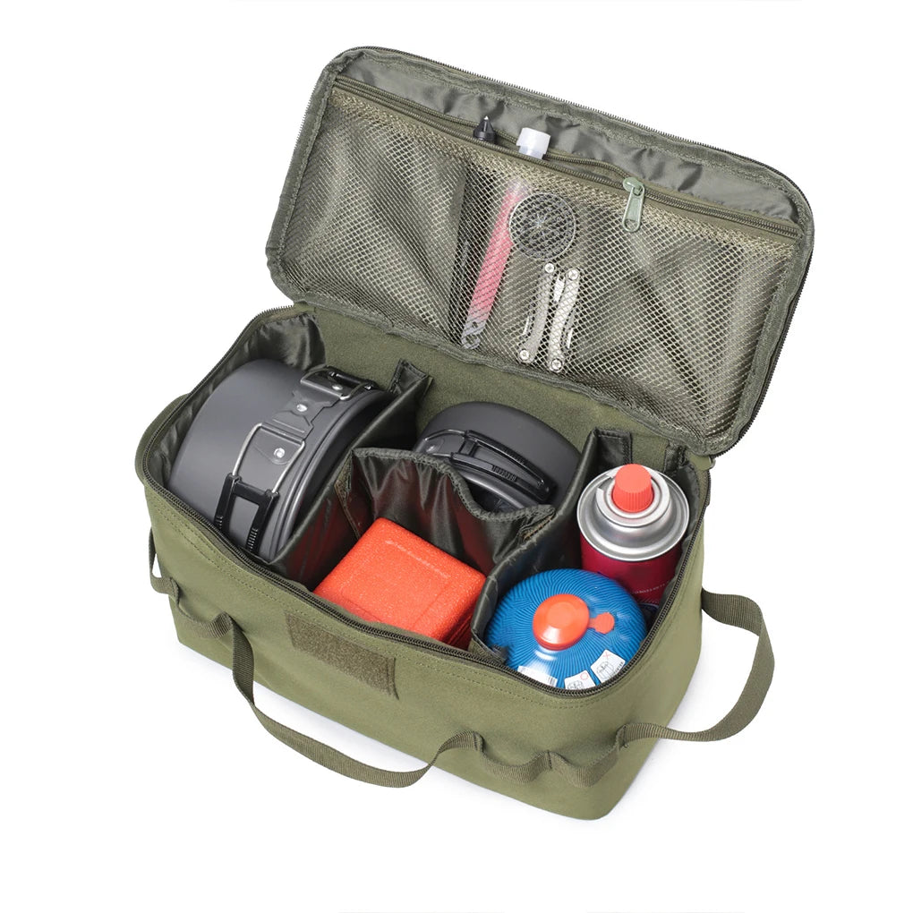 Large Capacity Camping Storage Bag – Gas Tank, Ground Nail & Cookware Organizer for Outdoor Picnic Use