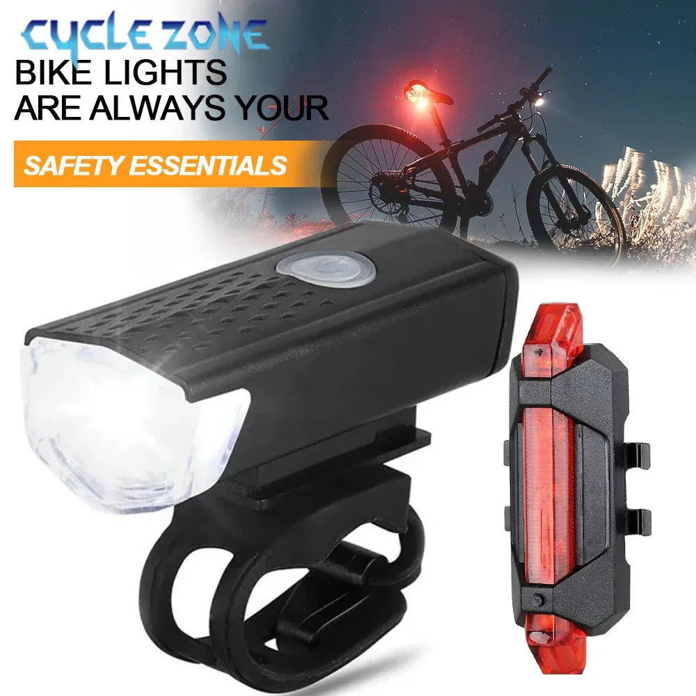 🚴♂️ USB Rechargeable Bike Light Set – Front & Taillight, 3 Modes, Easy Install
