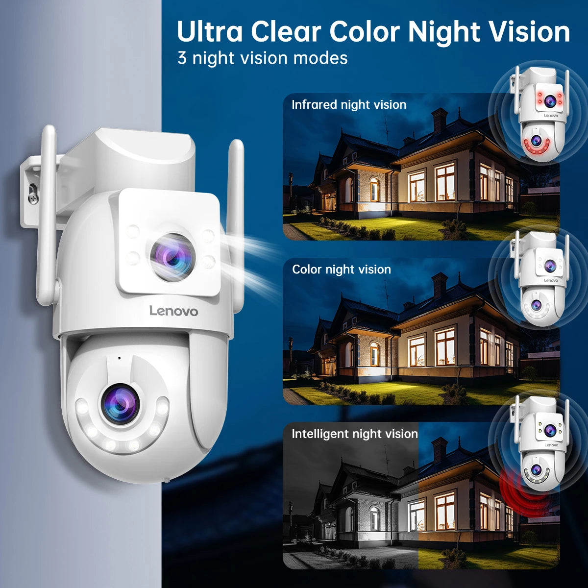 🛡️Security - Lenovo 4K Dual-Lens PTZ Outdoor WiFi Security Camera 5G WiFi | Auto Tracking | Two-Way Audio | Night Vision | ONVIF Compatible | IP66 Waterproof | CCTV Surveillance
