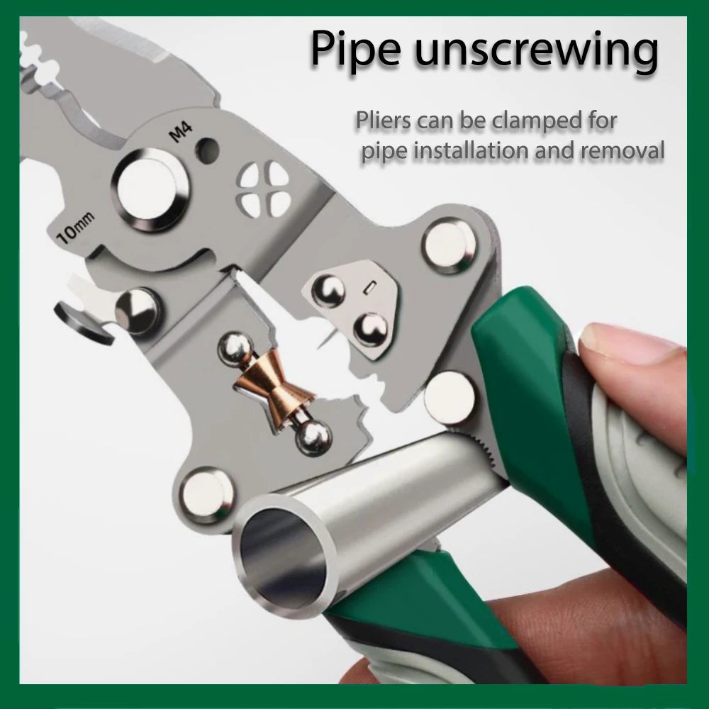 🔧 Foldable Wire Stripper & Crimping Pliers – Multi-Function Electrician Tool with Pulley Design for Wire Cutting, Splitting & Winding