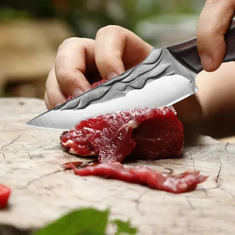 🔪 Handmade Forged Stainless Steel Boning Knife – Chef’s Meat Cleaver with Wooden Handle for Kitchen, Butchery & Home Use