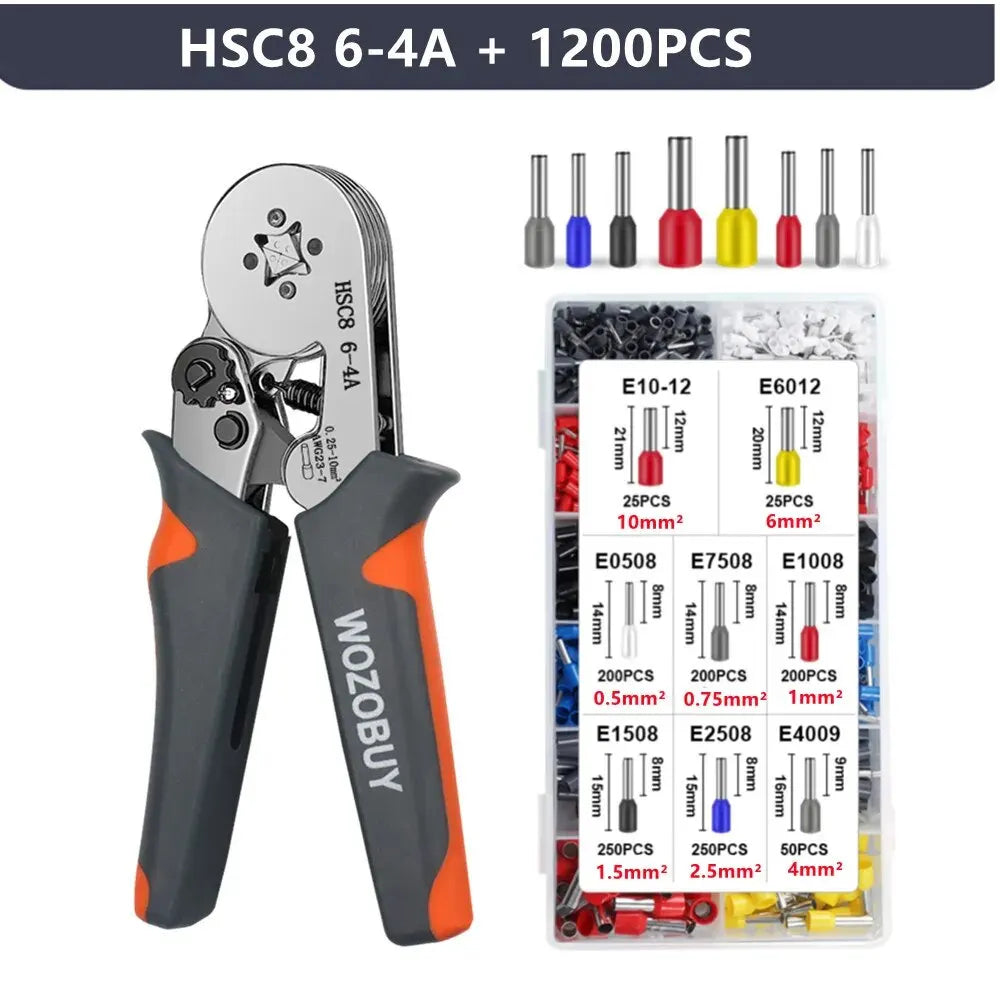 🔧 WOZOBUY Ferrule Crimping Tool Kit – HSC8 6-4 / HSC8 6-6A For 23–10 AWG | 0.25–6mm² Wires | Electricians & DIY Projects