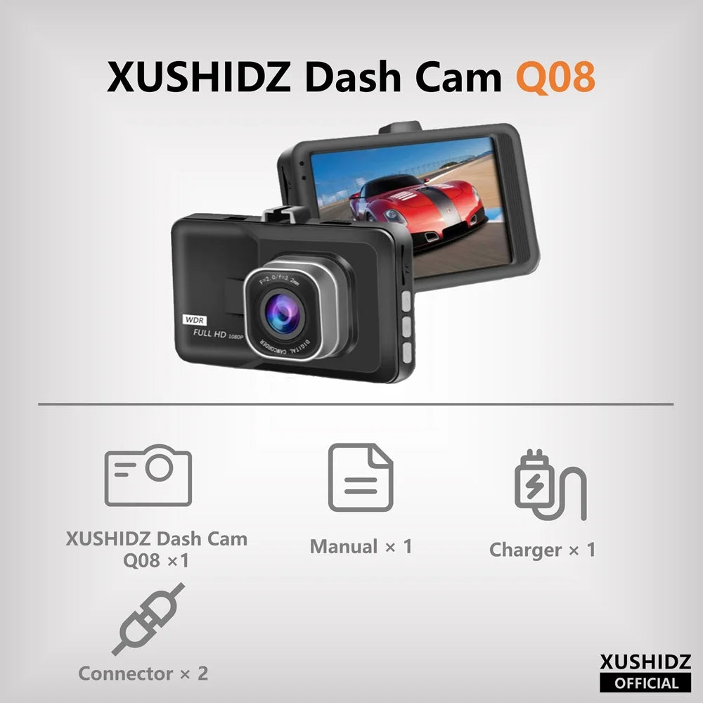 📹 Safety - Loop Recording | 🌙 Night Vision | 🅿️ 24h Parking Monitor | 🛡️ G-Sensor | Car Vehicle DVR Video Recorder Dashcam