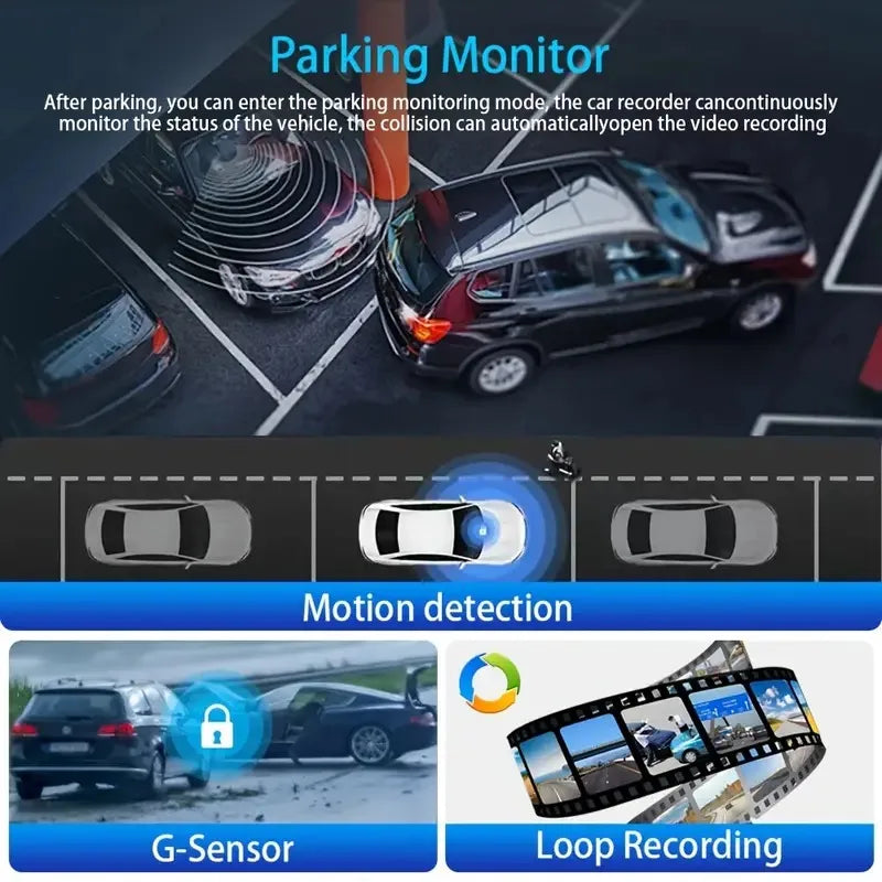 🚗📸 Safety - 3-Camera Dash Cam for Car – Front & Rear 1080P Video Recorder 📡 WiFi Enabled | Night Vision | Dual Lens DVR | Essential Car Accessory
