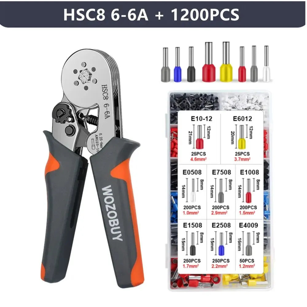🔧 WOZOBUY Ferrule Crimping Tool Kit – HSC8 6-4 / HSC8 6-6A For 23–10 AWG | 0.25–6mm² Wires | Electricians & DIY Projects
