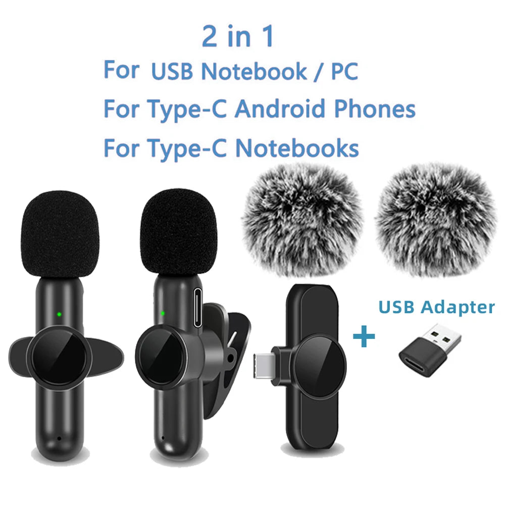 🎤 2.4G Wireless Lavalier Microphone – Noise Cancelling Mic for iPhone, iPad, Android, Xiaomi, Samsung – Ideal for Video Recording, Live Streaming, Gaming & Vlogging
