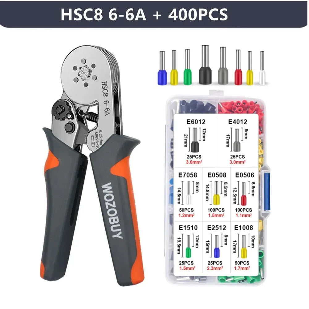 🔧 WOZOBUY Ferrule Crimping Tool Kit – HSC8 6-4 / HSC8 6-6A For 23–10 AWG | 0.25–6mm² Wires | Electricians & DIY Projects