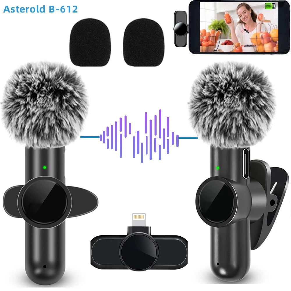 🎤 2.4G Wireless Lavalier Microphone – Noise Cancelling Mic for iPhone, iPad, Android, Xiaomi, Samsung – Ideal for Video Recording, Live Streaming, Gaming & Vlogging