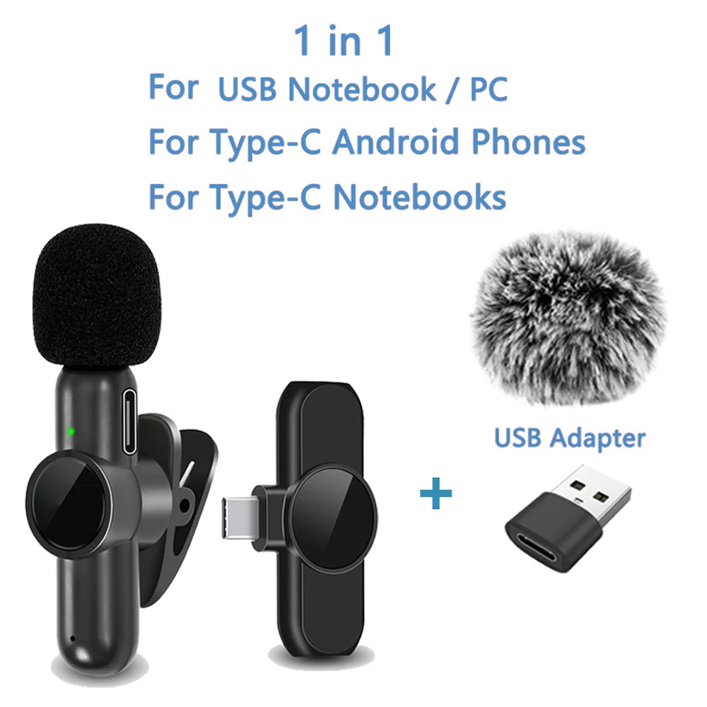 🎤 2.4G Wireless Lavalier Microphone – Noise Cancelling Mic for iPhone, iPad, Android, Xiaomi, Samsung – Ideal for Video Recording, Live Streaming, Gaming & Vlogging