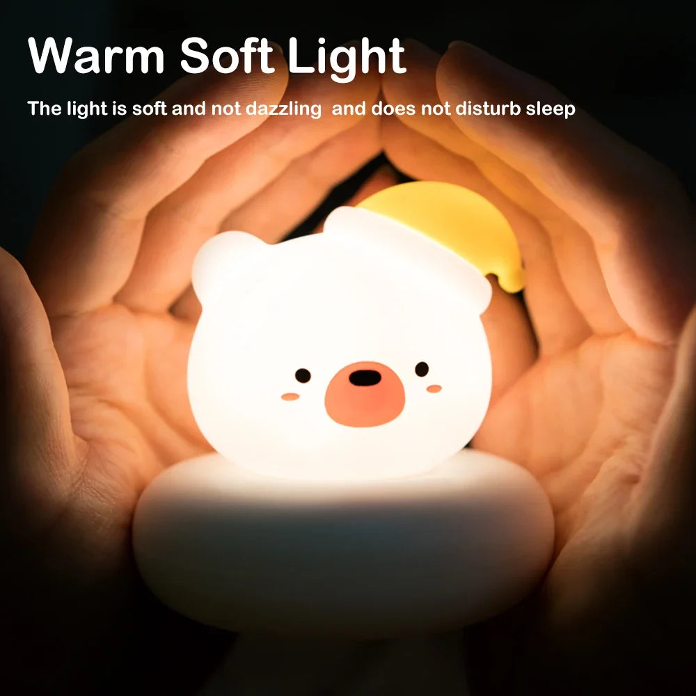 🐻 Cute Animal LED Night Light – USB Rechargeable | 3-Level Dimming | Nursery Lamp for Baby, Toddler, Breastfeeding