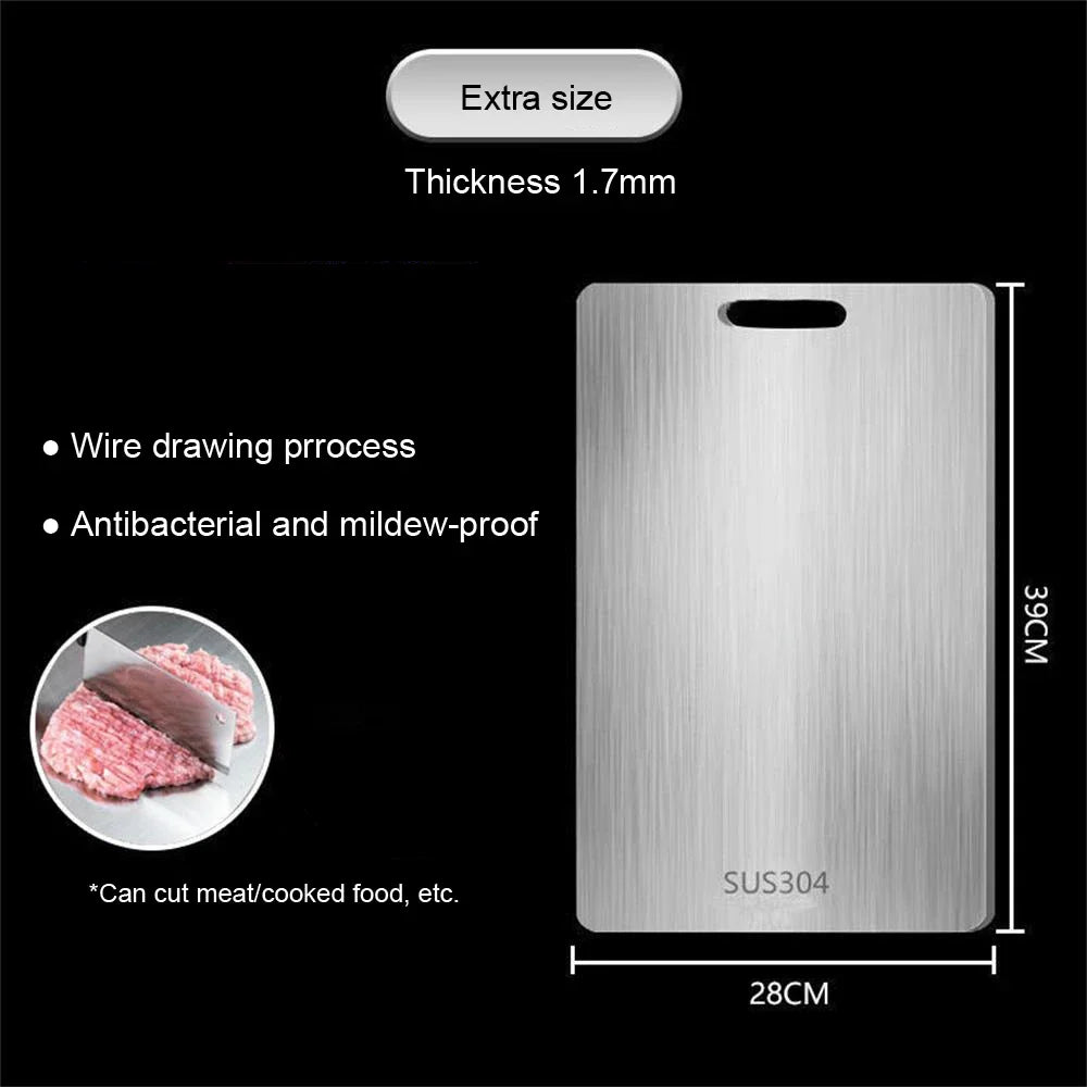 🔪 Stainless Steel Double-Sided Cutting Board – Thickened Kitchen Chopping Board for Kneading Dough, Slicing & Food Prep