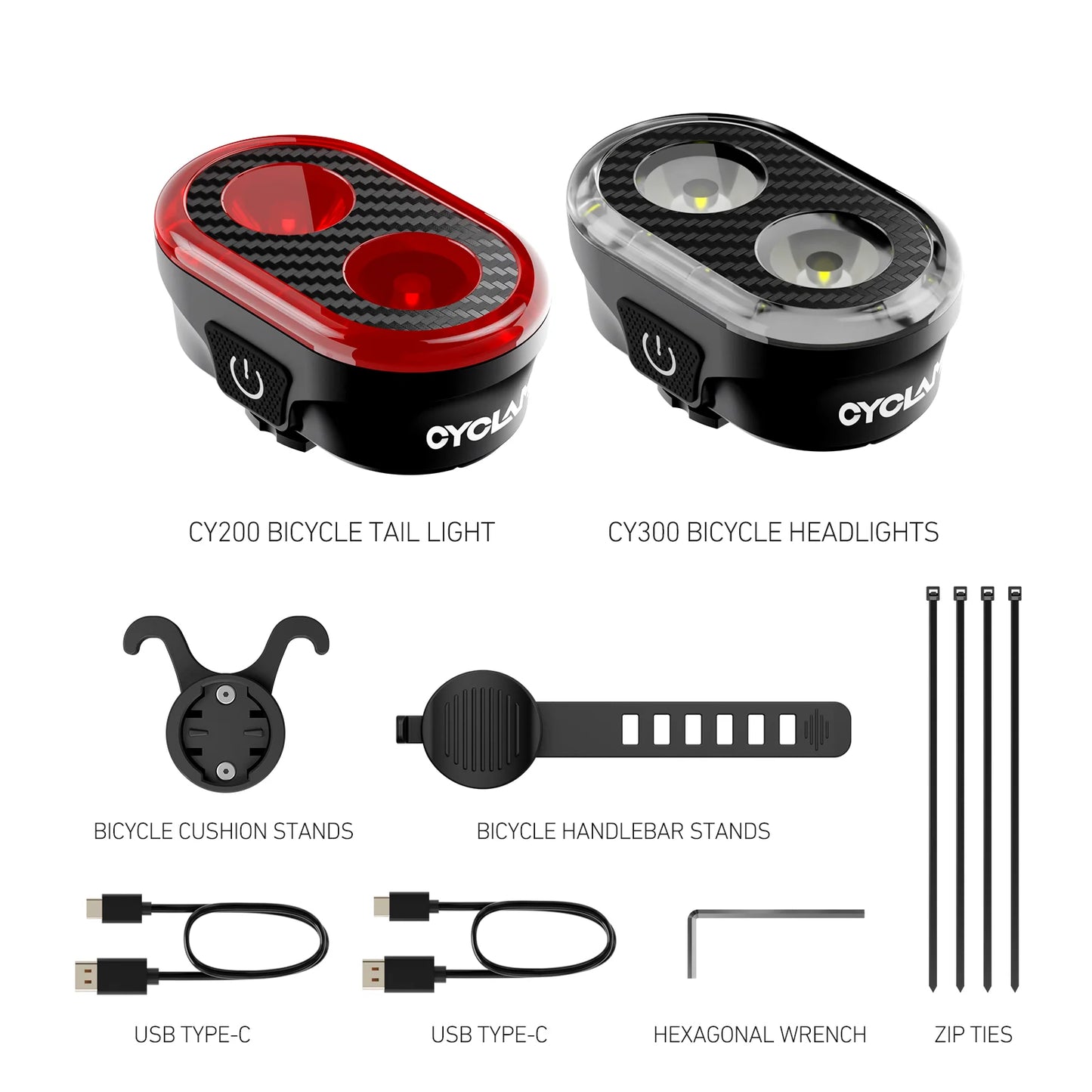 🚴♂️ CYCLAMI CY300T Smart Bicycle Front & Rear Brake Sensing Light – Waterproof MTB & Road Bike Accessory