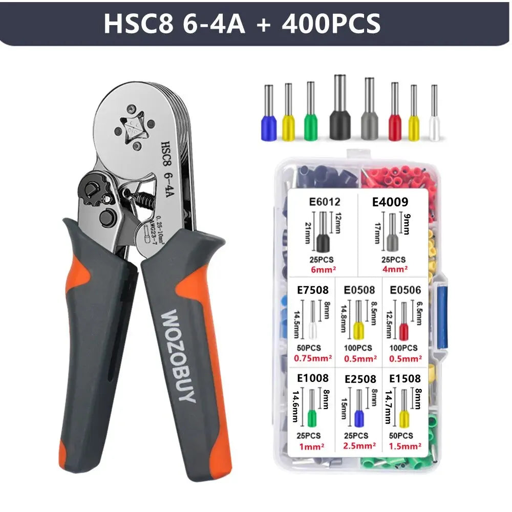 🔧 WOZOBUY Ferrule Crimping Tool Kit – HSC8 6-4 / HSC8 6-6A For 23–10 AWG | 0.25–6mm² Wires | Electricians & DIY Projects