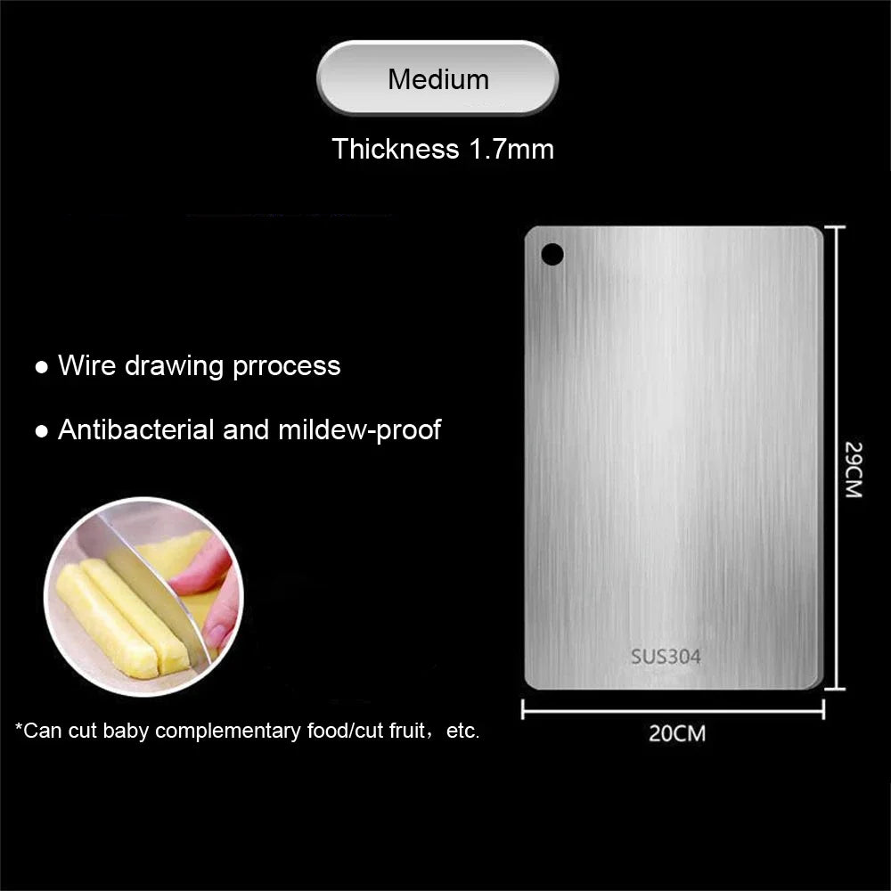 🔪 Stainless Steel Double-Sided Cutting Board – Thickened Kitchen Chopping Board for Kneading Dough, Slicing & Food Prep