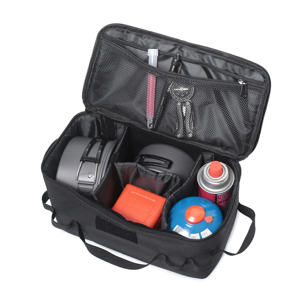 Large Capacity Camping Storage Bag – Gas Tank, Ground Nail & Cookware Organizer for Outdoor Picnic Use