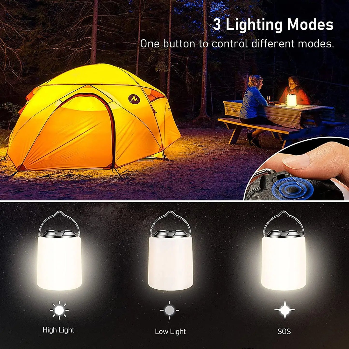 Survival Kit - Portable Rechargeable LED Camping Light – Warm White 3000K Lantern Flashlight for Outdoor, Hiking, Emergency