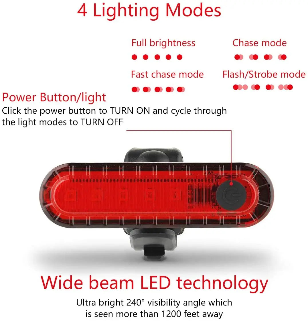 🔋 USB Rechargeable | 🚴♂️ Ultra-Bright Red Rear Bike Tail Light | 🔧 Easy to Install | 🚨 Bicycle Safety Light