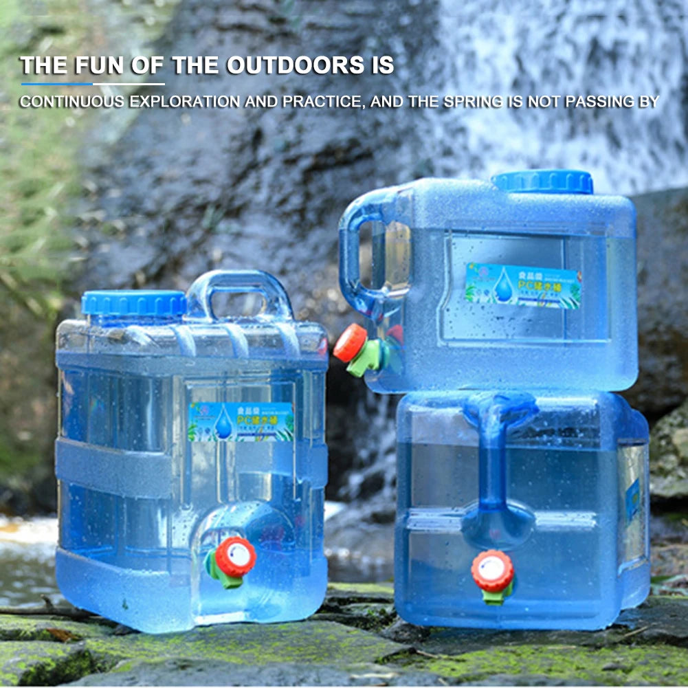Survival Kit - 7.5/10/15L Drinking Water Container with Spigot Leakproof Camping Water Tank Large Capacity Water Storage Carrier for Hiking Car