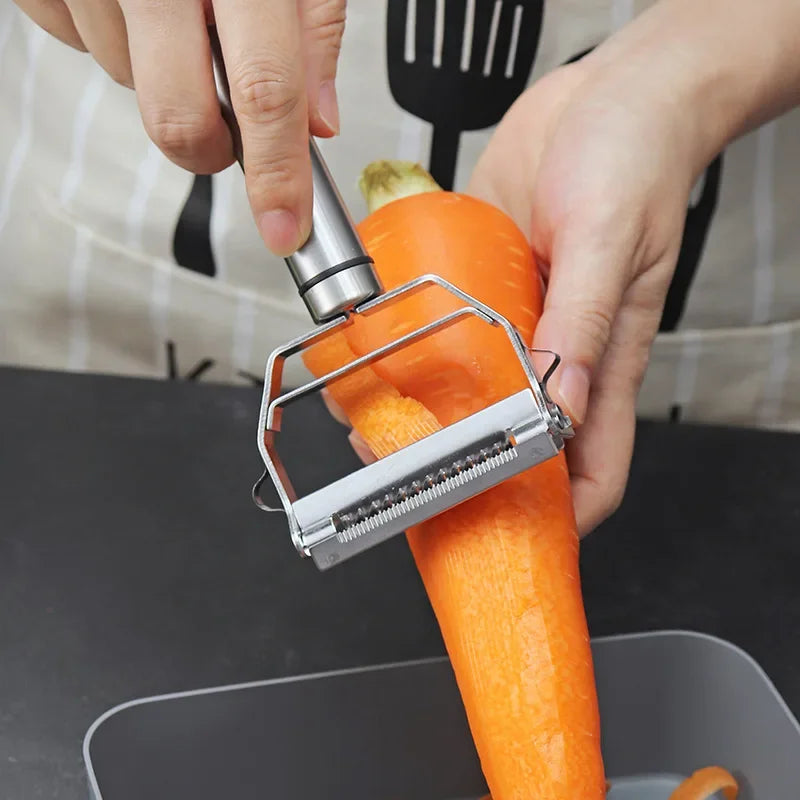 🥕 Multifunctional Stainless Steel Kitchen Peeler – Durable 2-in-1 Vegetable & Fruit Slicer, Julienne Grater for Potato, Carrot & Cucumber