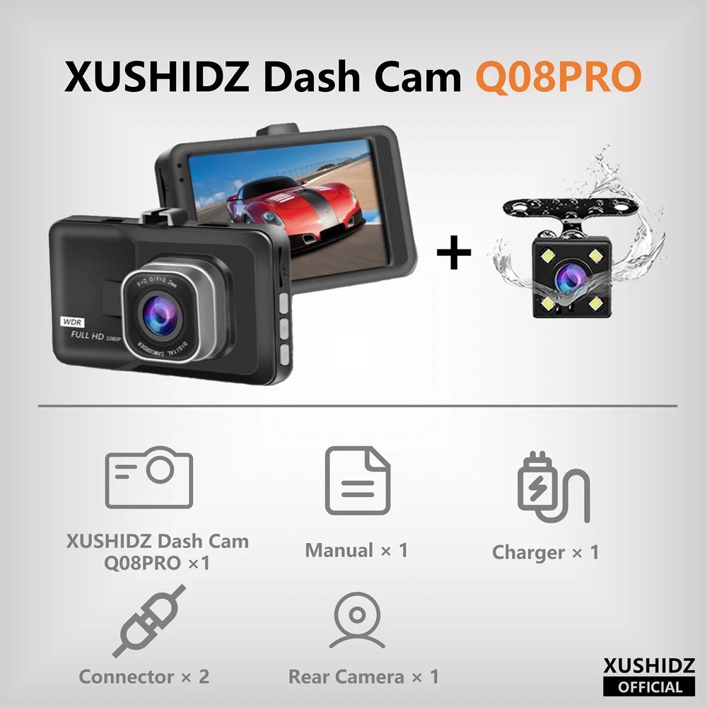 📹 Safety - Loop Recording | 🌙 Night Vision | 🅿️ 24h Parking Monitor | 🛡️ G-Sensor | Car Vehicle DVR Video Recorder Dashcam