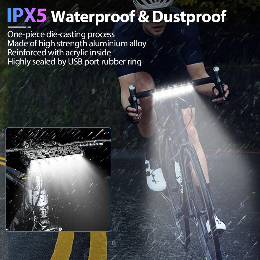 🚴♂️ 8000 Lumen USB Rechargeable Front Bike Light – Waterproof MTB & Road Cycling Lamp