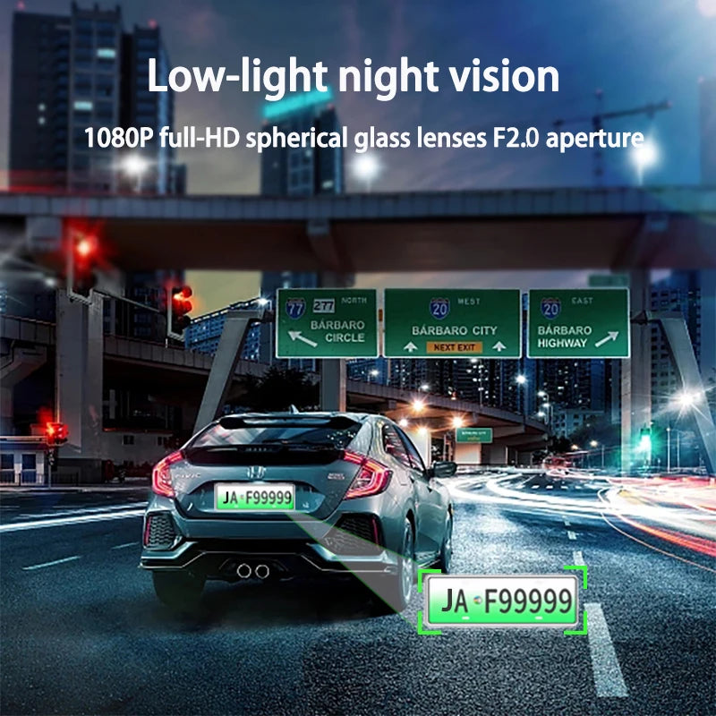 🚗📹 safety - 1080P Triple‑Lens Dash Cam – Front, Rear & Interior Cameras with IR Night Vision
