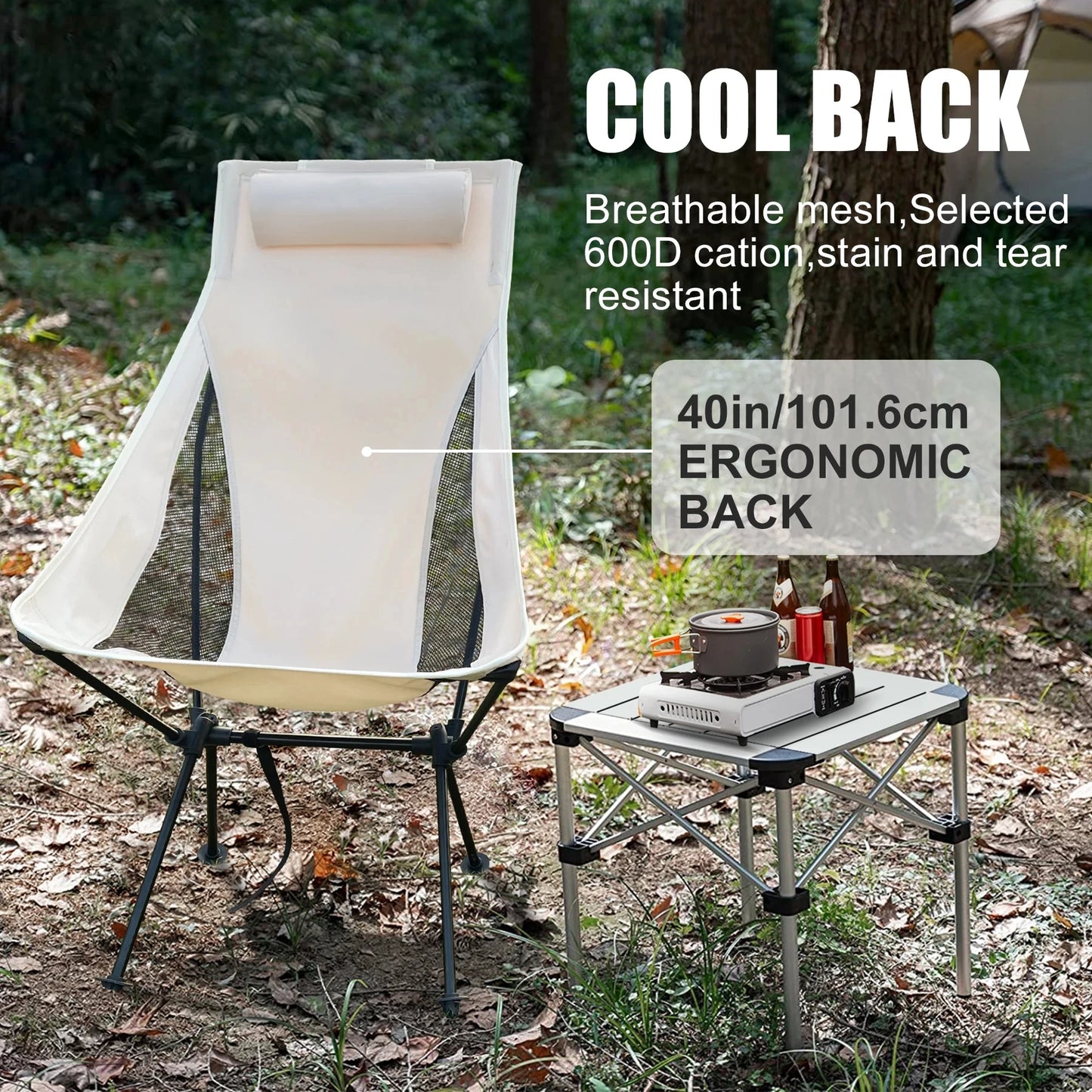 🪑 WESTTUNE Portable Folding Camping Chair with Headrest – Lightweight Aluminum Alloy Outdoor Chair for Travel, Fishing & Hiking