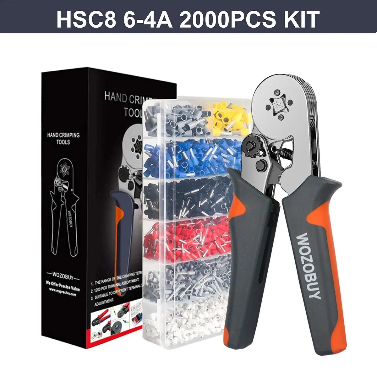 🔧 WOZOBUY Ferrule Crimping Tool Kit – HSC8 6-4 / HSC8 6-6A For 23–10 AWG | 0.25–6mm² Wires | Electricians & DIY Projects