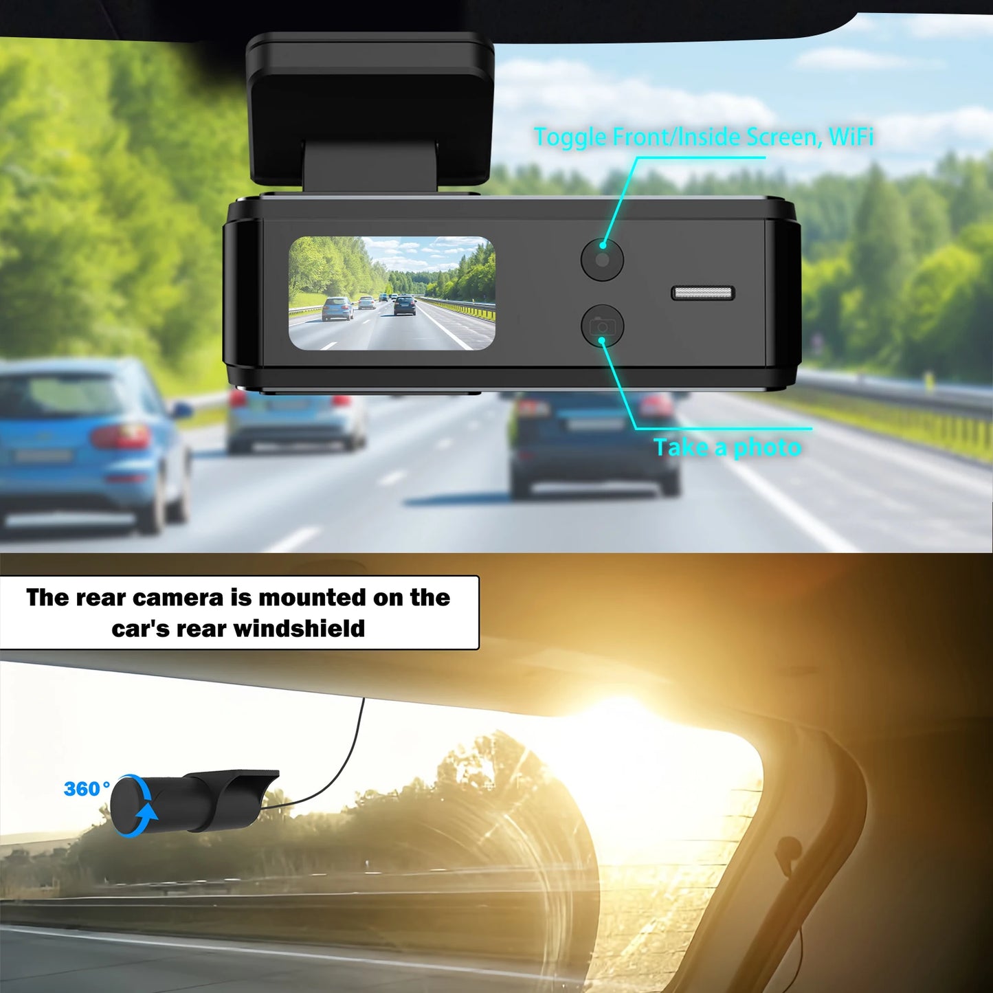 Safety - Aprilboy 4K UHD Dual Lens Dash Cam with WiFi, Night Vision, G-Sensor & 24H Parking Monitor