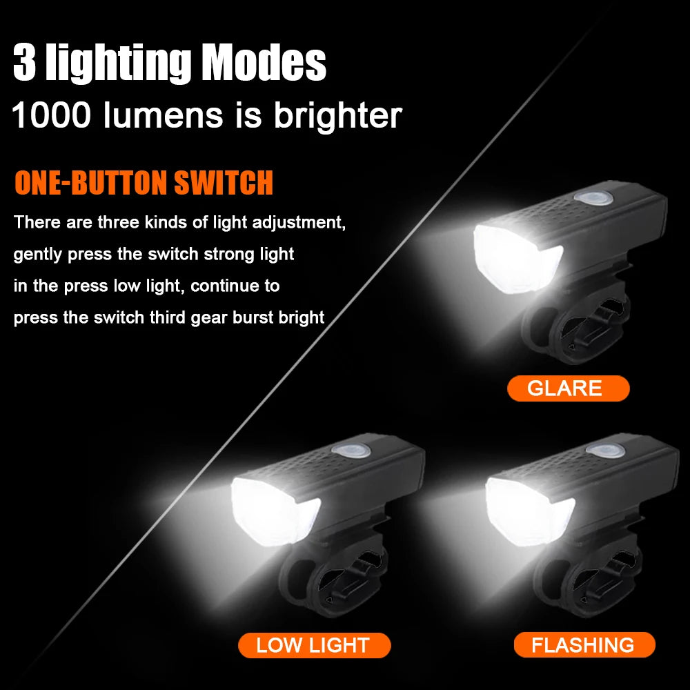 🚴♂️ USB Rechargeable Bike Light Set – Front & Taillight, 3 Modes, Easy Install