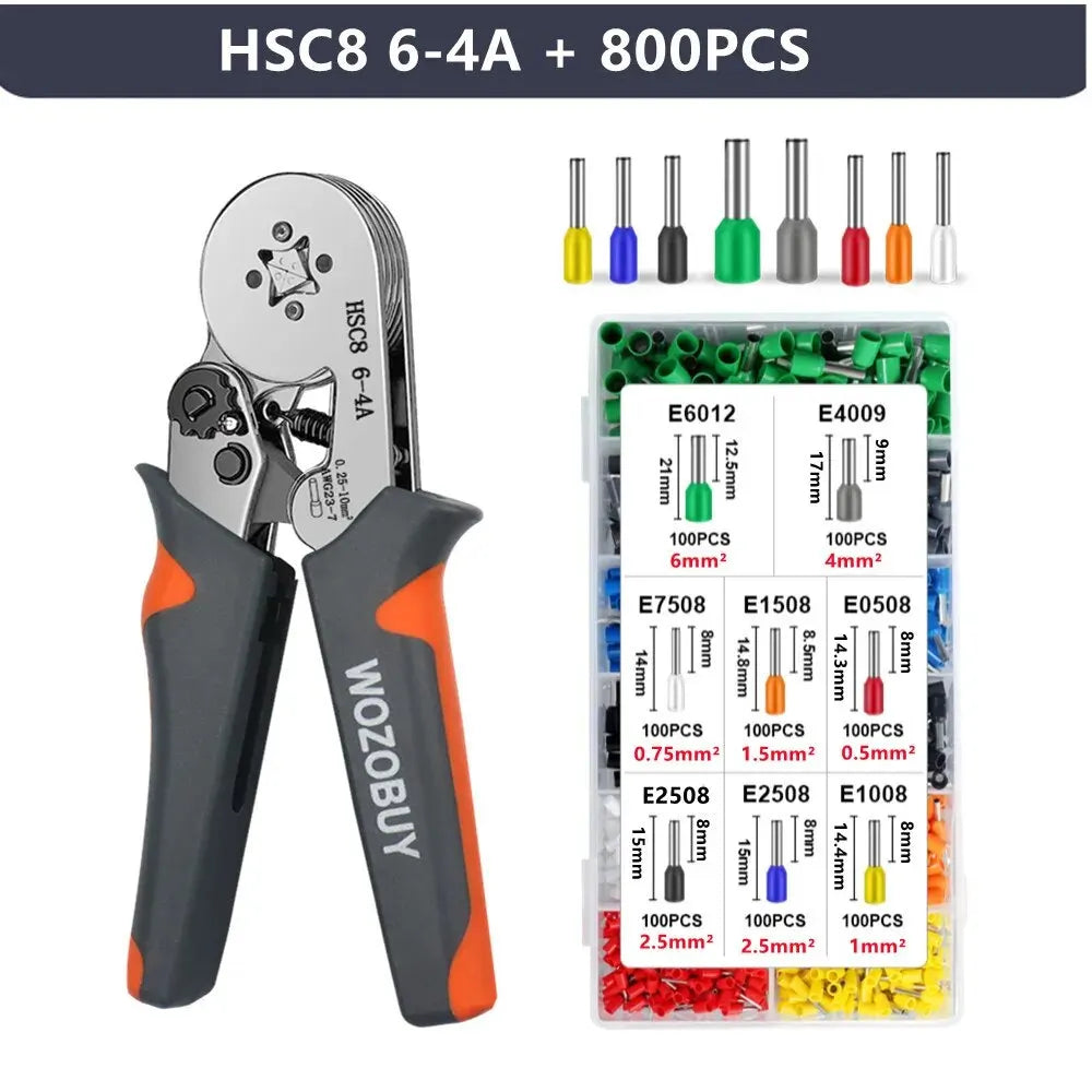 🔧 WOZOBUY Ferrule Crimping Tool Kit – HSC8 6-4 / HSC8 6-6A For 23–10 AWG | 0.25–6mm² Wires | Electricians & DIY Projects