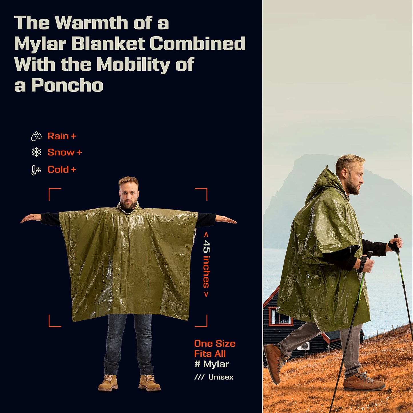 Survival Kit - Thermal Emergency Poncho Set – 4 Reflective, Waterproof Rain Blankets for Survival, Camping, and Emergency Kits