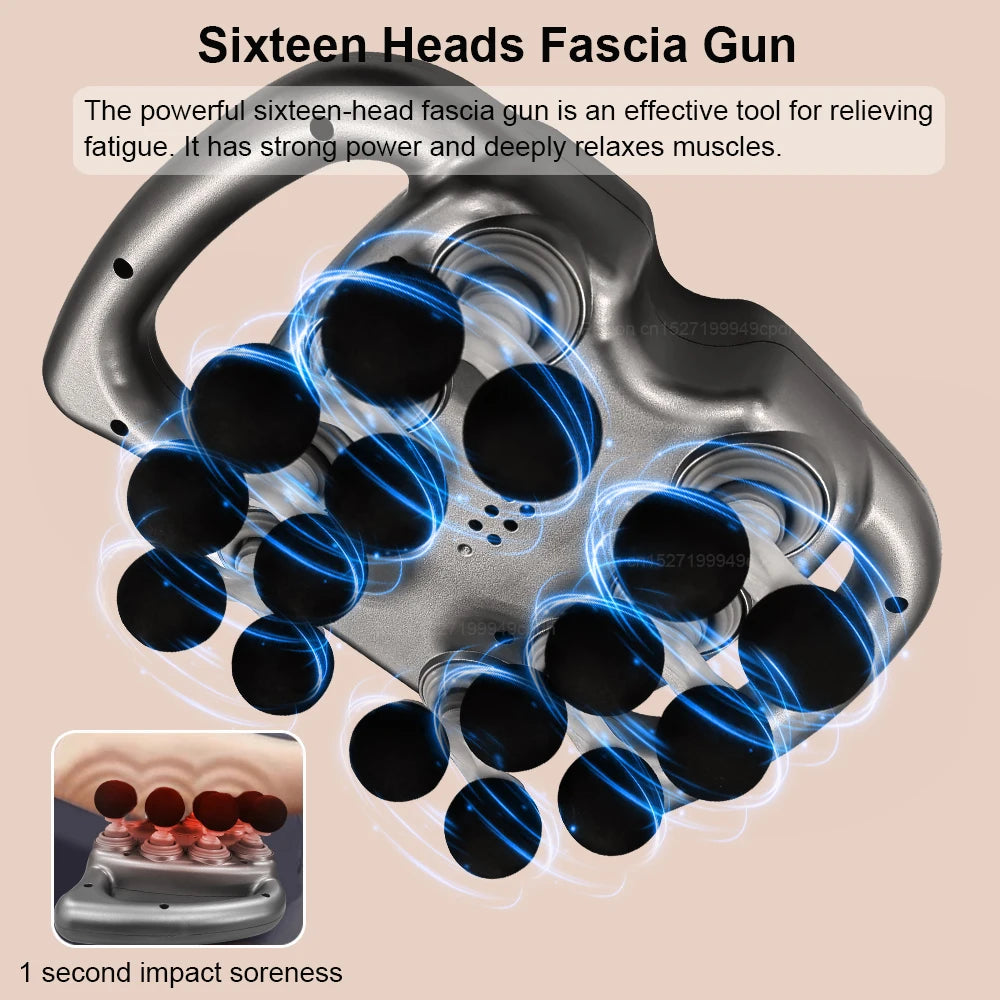 💪 Fascia Gun Muscle Massager – 16-Head High-Frequency Therapy 🧠 Professional Deep Tissue Massage Gun for Neck, Shoulders, Back & Waist