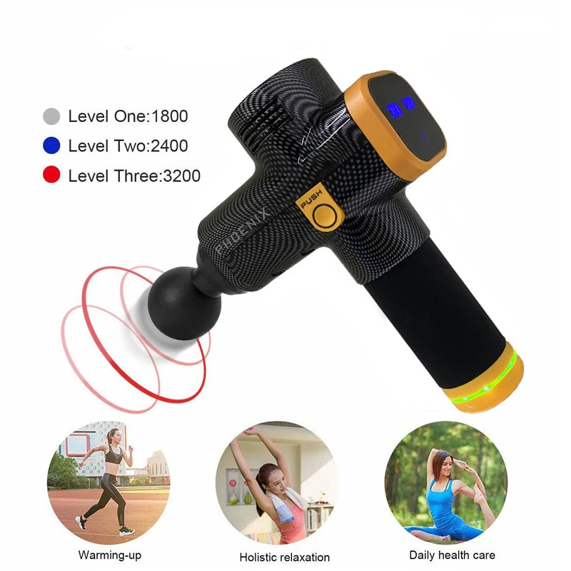 🟥 Phoenix A2 Deep Tissue Massage Gun | 🔋 Portable Handheld Fascia Massager 💪 with LED Display for Muscle Recovery & Relaxation