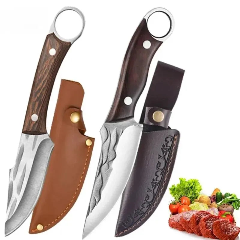 🔪 Handmade Forged Stainless Steel Boning Knife – Chef’s Meat Cleaver with Wooden Handle for Kitchen, Butchery & Home Use