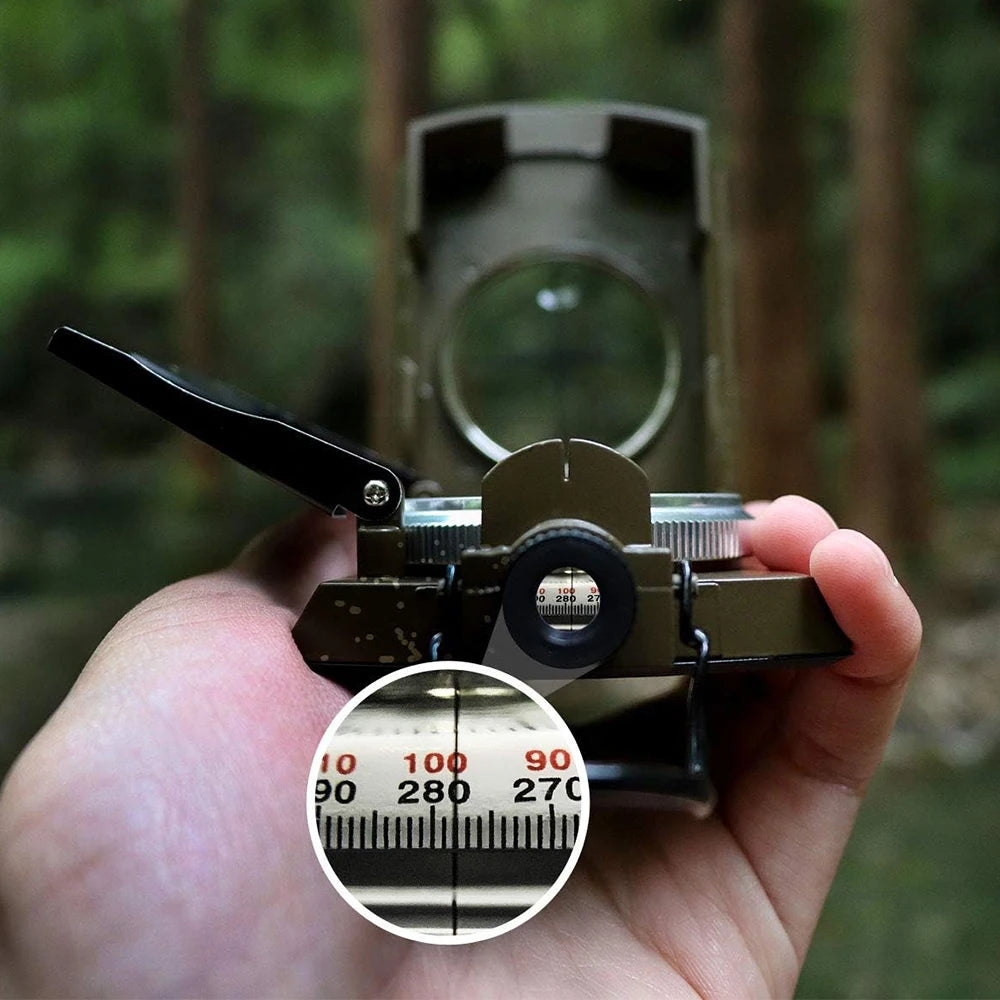 Survival Kit - Multifunctional High-Precision Military Compass – Waterproof Metal Outdoor Survival & Camping Compass with Fluorescent Dial and Geological Features