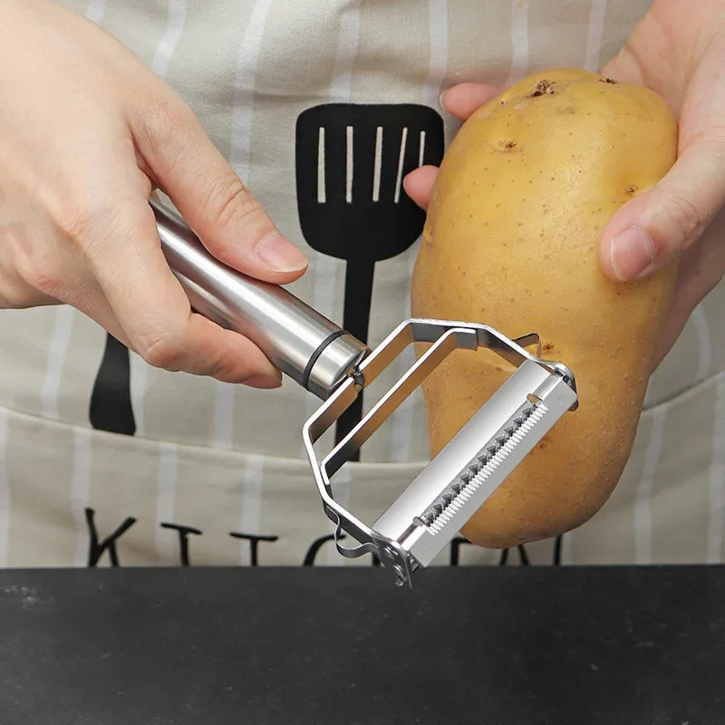 🥕 Multifunctional Stainless Steel Kitchen Peeler – Durable 2-in-1 Vegetable & Fruit Slicer, Julienne Grater for Potato, Carrot & Cucumber