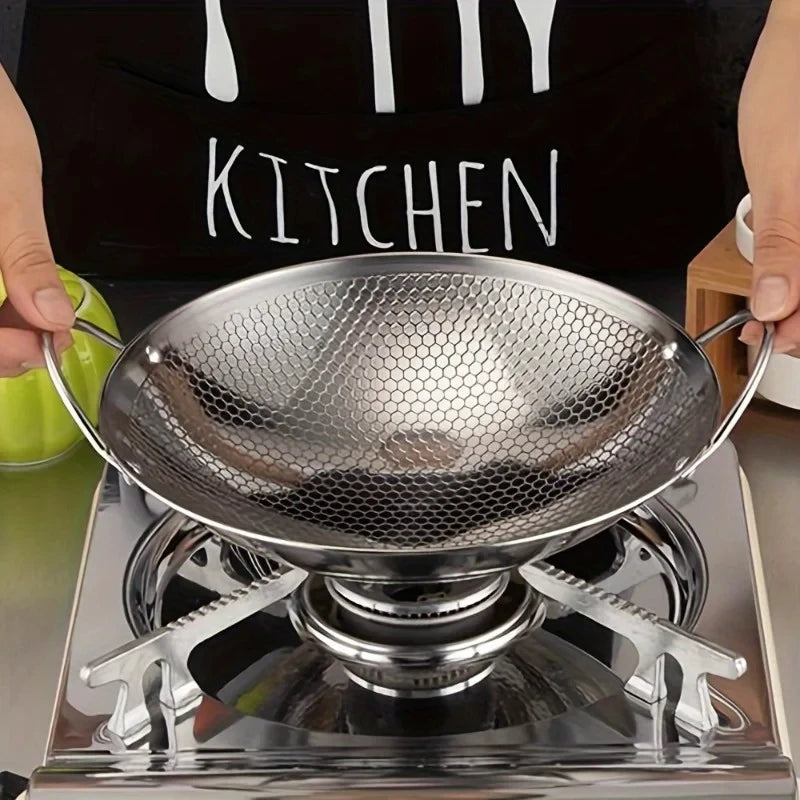 🍳 29cm / 11-Inch Stainless Steel Honeycomb Skillet – Non-Stick Frying Pan with Handle | Scratch-Resistant for Pasta, Steak, Porridge & Ramen