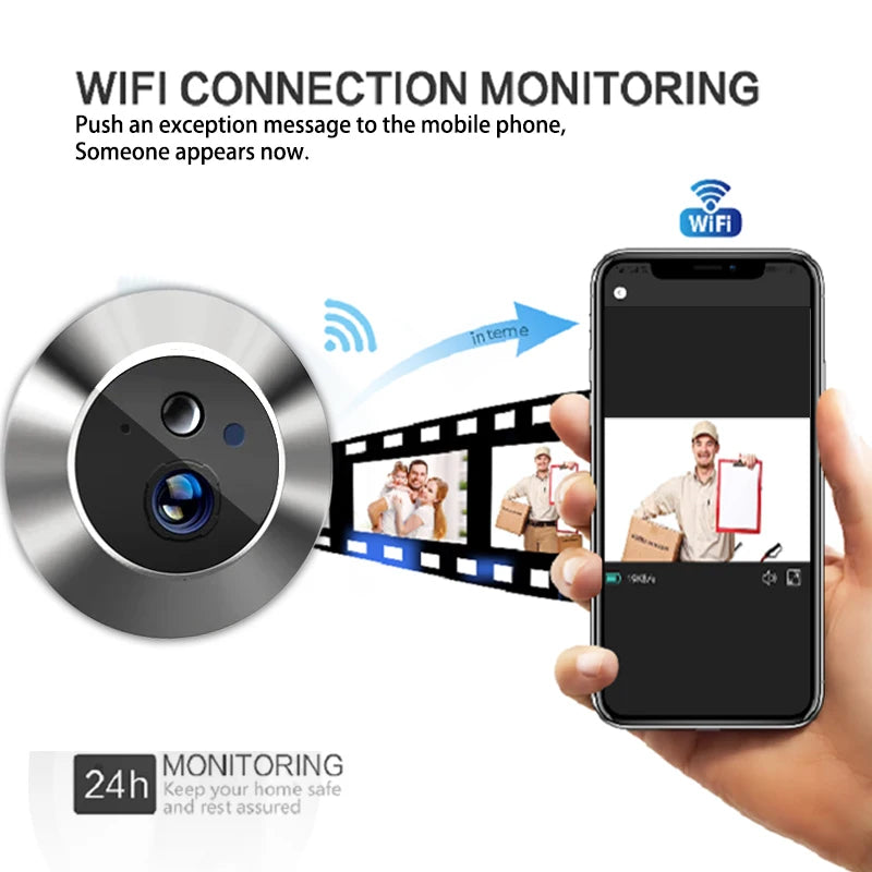 🔒Security - Tuya Smart 3MP WiFi Peephole Video Door Camera 📹 4.3" HD Display | 🌙 Night Vision | 🎤 One-way Audio | 🔐 Home Security