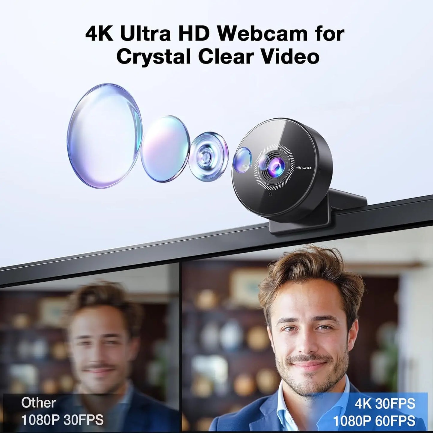 📷 4K Webcam with Microphone | 1080P 60FPS USB Mini Camera for PC/Laptop/Desktop – EMEET Web Camera