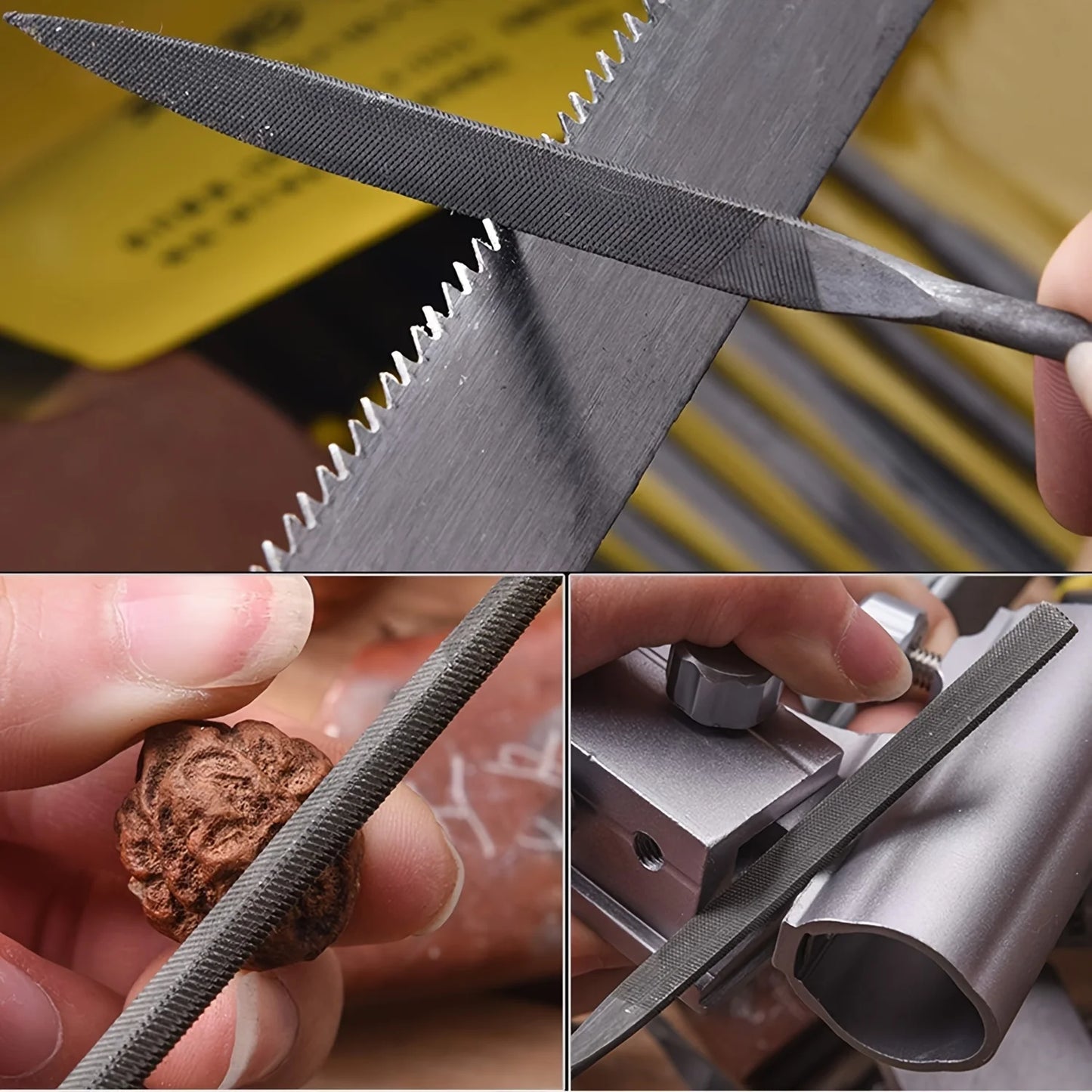 🛠️ Premium Needle File Set High-Carbon Steel Files with Ergonomic Handles for Wood, Plastic, Metal & Model Work