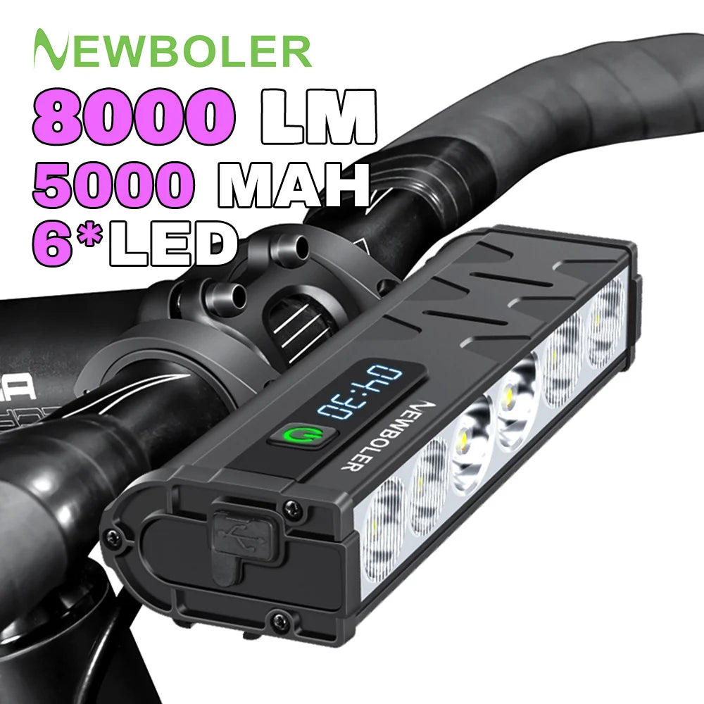 🚴♂️ 8000 Lumen USB Rechargeable Front Bike Light – Waterproof MTB & Road Cycling Lamp