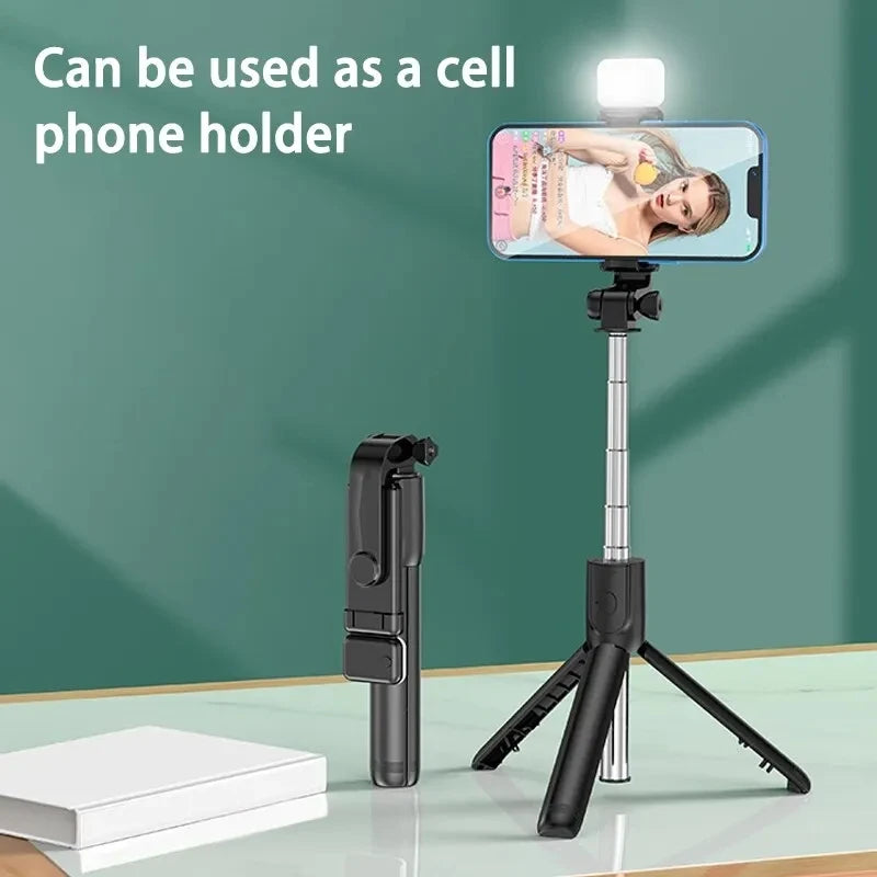 FGCLSY Bluetooth Selfie Stick with Remote Shutter & Fill Light – Mini Tripod Phone Holder for iPhone, Samsung, Xiaomi, and Android Devices