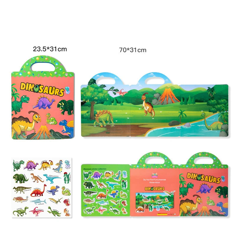 🧲📘 Reusable Cartoon Sticker Book for Kids 🎨 DIY Puzzle Game | Multiple Scenes | Educational & Fun Toy for Ages 2–4 | Perfect Gift!