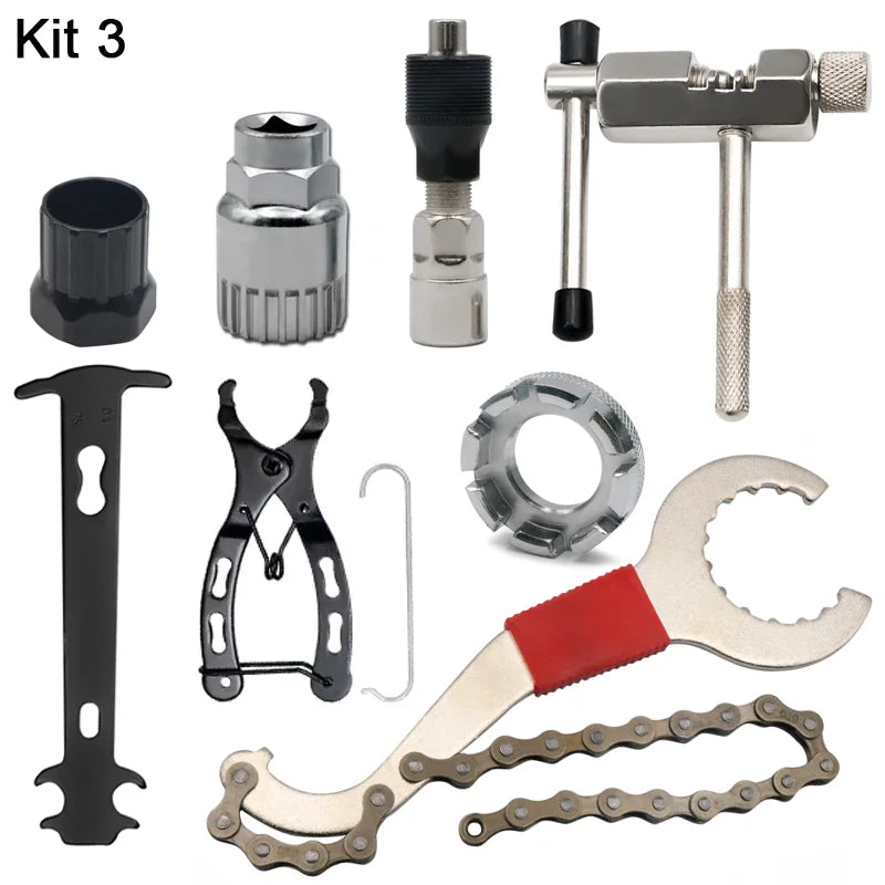 🔧 Bicycle Repair Tool Set – Chain Breaker, Crank Puller, Chain Measuring Ruler & Flywheel Remover for MTB & Outdoor Cycling