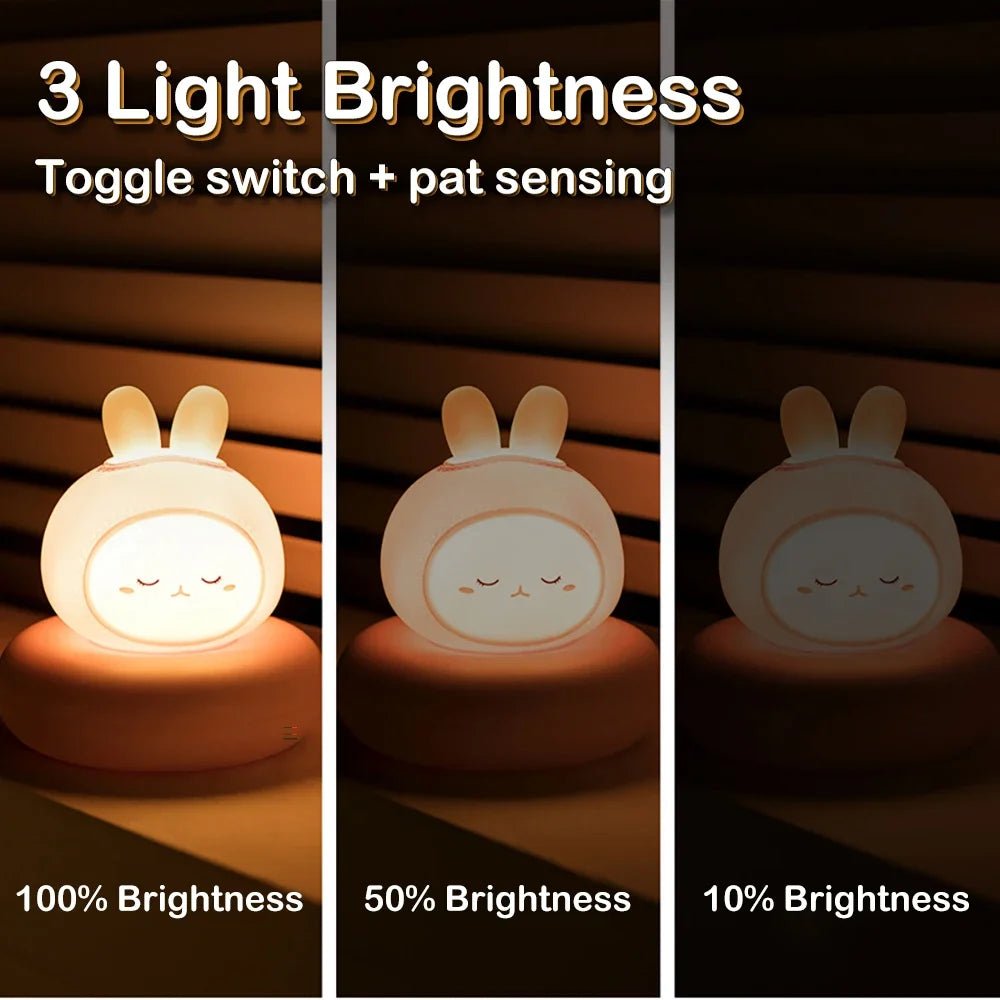 🐻 Cute Animal LED Night Light – USB Rechargeable | 3-Level Dimming | Nursery Lamp for Baby, Toddler, Breastfeeding